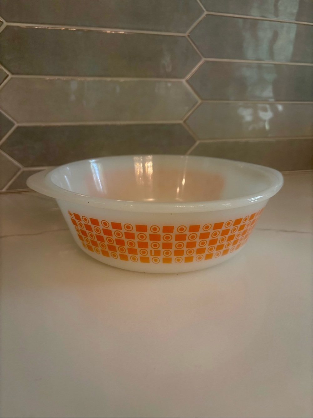 Glasbake Vtg Jeanette Orange Dot Casserole Baking Serving Dish J235 1 Qt